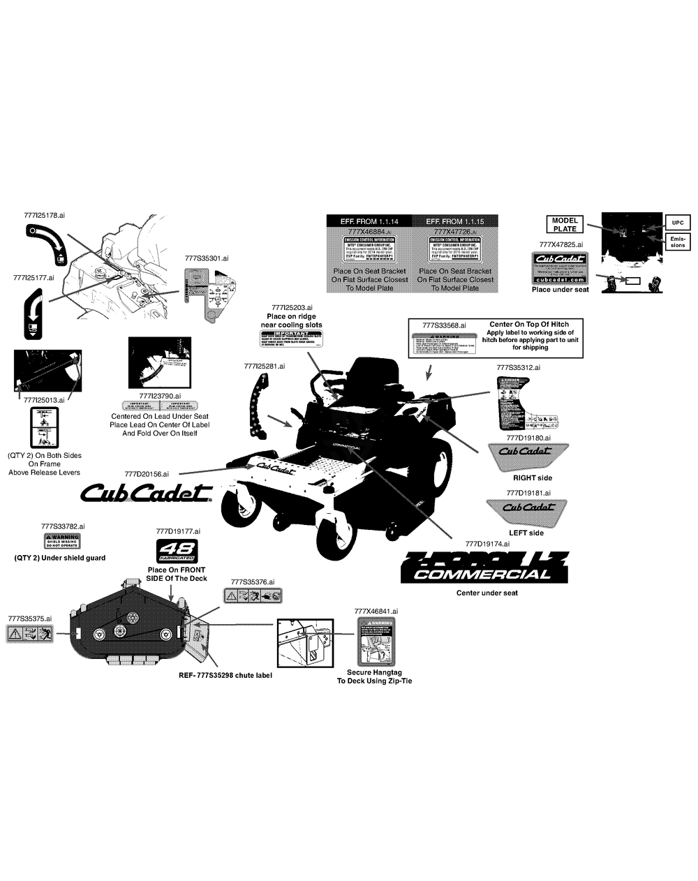 Label Map 53atdagb050 Diagram and Parts List for Z-FORCELZ48 (53ATDAGB-53ATDAGB050)(2015) Cub Cadet Lawn Tractor